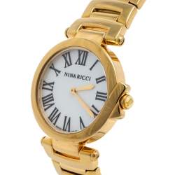 Pre Owned Nina Ricci Mother of Pearl Gold Plated Classic N053008SM Women's Wristwatch 35 mm