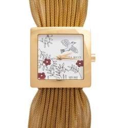 Pre Owned Nina Ricci Silver Gold Plated Stainless Steel Designer NO19.42 Women's Wristwatch 24 mm