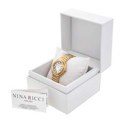 Pre Owned Nina Ricci Mother Of Pearl Gold Plated Stainless Steel N1080SM Women's Wristwatch 36 mm