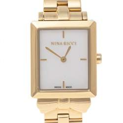Pre Owned Nina Ricci Mother of Pearl Gold Plated Stainless Steel N100006SM Women's Wristwatch 24 mm