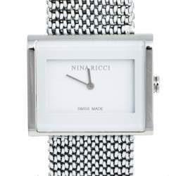 Pre Owned Nina Ricci White Stainless Steel N025.12.20.61 Women's Wristwatch 28 mm
