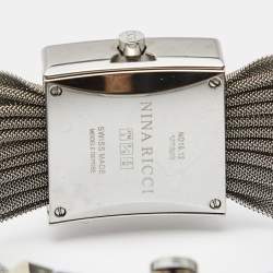 Pre Owned Nina Ricci White Mother of Pearl Stainless Steel Diamond N019.12 Women's Wristwatch 24 mm