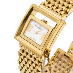 Pre Owned Nina Ricci Cream Gold Plated Stainless Steel N02243 Women's Wristwatch 28 mm 