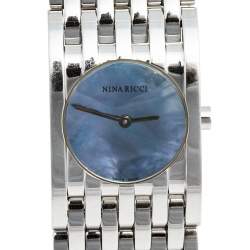 Pre Owned Nina Ricci Blue Mother of Pearl Stainless Steel N000113 Women's Wristwatch 25 mm