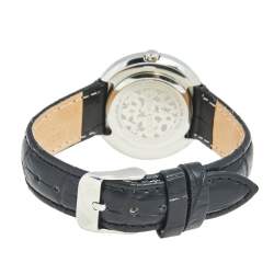 Pre Owned Nina Ricci Black Stainless Steel Leather N064006SM Women's Wristwatch 32 mm