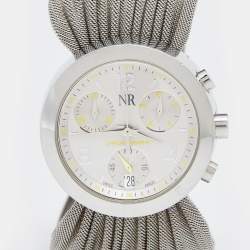Nina Ricci Silver White Stainless Steel Diamonds N021.15 Chronograph Women's Wristwatch 32 mm
