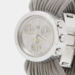 Nina Ricci Silver White Stainless Steel Diamonds N021.15 Chronograph Women's Wristwatch 32 mm