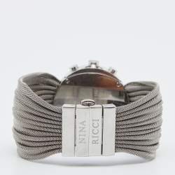 Nina Ricci Silver White Stainless Steel Diamonds N021.15 Chronograph Women's Wristwatch 32 mm