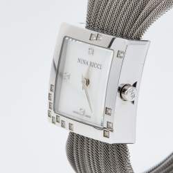 Nina Ricci Mother of Pearl Stainless Steel Diamonds N019.12 Women's Wristwatch 24 mm