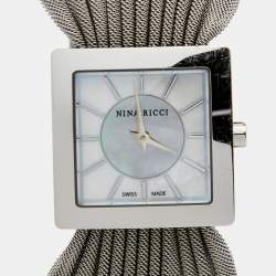 Pre Owned Nina Ricci White Mother of Pearl Stainless Women's N019.12 Quartz Watch 24 mm