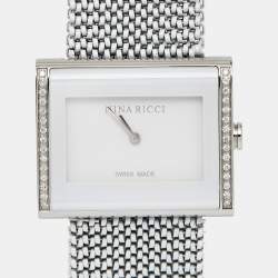 Pre Owned Nina Ricci White Diamond Stainless Steel N025.72.20.60 Women's Wristwatch 28 mm