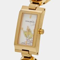 Pre Owned Nina Ricci White Gold Plated Stainless Steel NO2042 Women's Wristwatch 14 mm