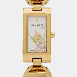 Pre Owned Nina Ricci White Gold Plated Stainless Steel NO2042 Women's Wristwatch 14 mm