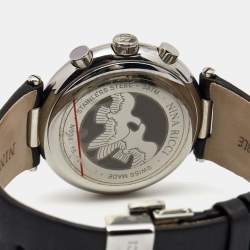 Nina Ricci Silver Stainless Steel Leather N034-15 Unisex Wristwatch 40 mm