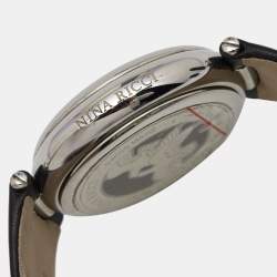 Nina Ricci Silver Stainless Steel Leather N034-15 Unisex Wristwatch 40 mm