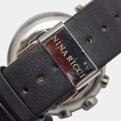 Nina Ricci Silver Stainless Steel Leather N034-15 Unisex Wristwatch 40 mm