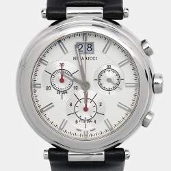 Nina Ricci Silver Stainless Steel Leather N034-15 Unisex Wristwatch 40 mm
