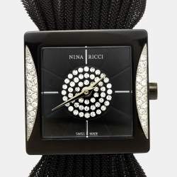 Nina Ricci Black PVD Coated Stainless Steel Diamonds NO19.92 Women's Wristwatch 24 mm