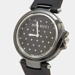 Nina Ricci Black Hi-Tech Ceramic Stainless Steel Silicone Rubber NO68010SM Women's Wristwatch 36.50 mm