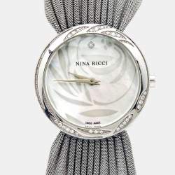 Nina Ricci Mother Of Pearl Stainless Steel Diamond N021.74.75.1 Women's Wristwatch 31 mm