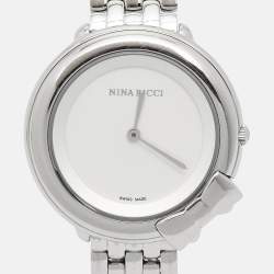 Pre Owned Nina Ricci Silver Stainless Steel NR089015 Women's Wristwatch 35 mm 