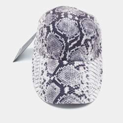 Norma Kamali Black/White Python Print Poly Lycra Long Bill Baseball Cap One Size