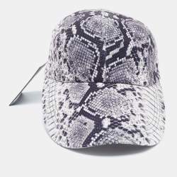 Norma Kamali Black/White Python Print Poly Lycra Long Bill Baseball Cap One Size