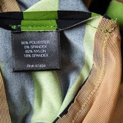 Pre Owned Norma Kamali Beige Mesh & Striped Knit Paneled Spliced Sheer Maxi Dress L