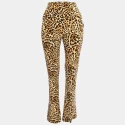 Norma Kamali Beige Leopard Print Stretch Knit High Waist Spat Leggings L Norma  Kamali