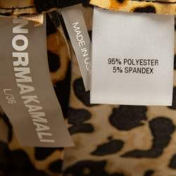 Norma Kamali Beige Leopard Print Stretch Knit High Waist Spat Leggings L