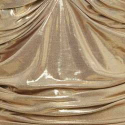 Norma Kamali Gold Gathered Jersey Winglet Sleeve Walter Dress L