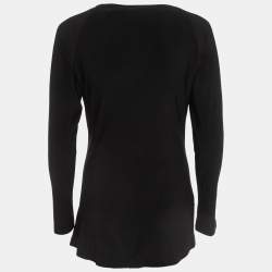 Norma Kamali Black Draped Jersey Long Sleeve Top L