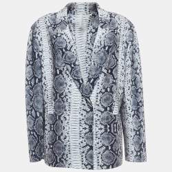 Norma Kamali Black/White Python Print Lycra Single Breasted Straight Fit Jacket M