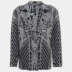 Norma Kamali Black Printed Lycra Single Breasted Straight Fit Jacket M