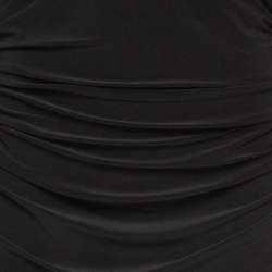 Norma Kamali Black Draped Jersey Long Sleeve Tara Midi Dress L