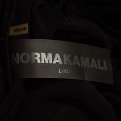 Norma Kamali Black Draped Jersey Long Sleeve Tara Midi Dress L