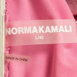 Norma Kamali Pink Lame Walter Wing Sleeves Mini Dress L