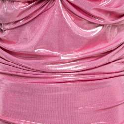 Norma Kamali Pink Lame Walter Wing Sleeves Mini Dress L