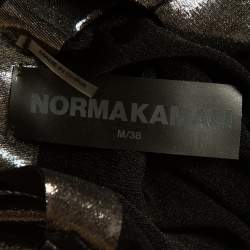 Pre Owned Norma Kamali Black Lame Fabric Obie Midi Dress M
