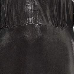 Pre Owned Norma Kamali Black Lame Fabric Obie Midi Dress M