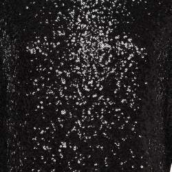 Norma Kamali Black Sequin Detail Fishtail Midi Dress XL