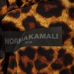 Pre Owned Norma Kamali Brown Leopard Jersey Midi Fishtail Dress M