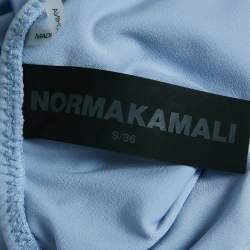 Pre Owned Norma Kamali Blue Jersey Ruched One-Shoulder Sleeveless Top S