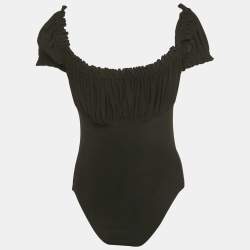 Pre Owned Norma Kamali Black Jersey Empire Jose Mio Swimsuit L