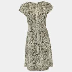Pre Owned Norma Kamali Pale Grey Snake Print Jersey Wrap Dress M