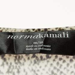 Pre Owned Norma Kamali Pale Grey Snake Print Jersey Wrap Dress M