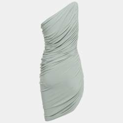 Pre Owned Norma Kamali Sage Green Jersey Ruched One-Should Diana Dress M