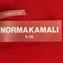 Pre Owned Norma Kamali Red Stretch Mesh Knit Ruched Gown S