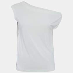 Pre Owned Norma Kamali White Jersey Drop-Shoulder Top XS