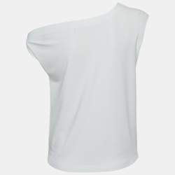 Pre Owned Norma Kamali White Jersey Drop-Shoulder Top XS